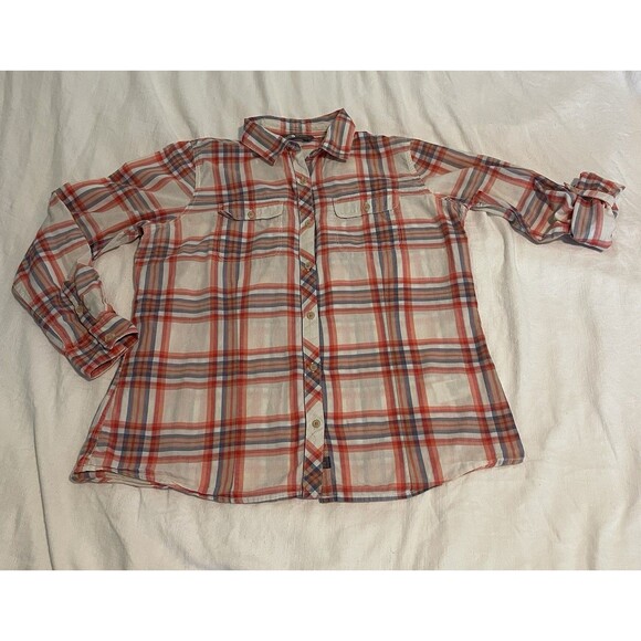 The North Face Womens Top Blouse Lg Roll Tab Plaid Button Front Active Outdoors - Picture 2 of 11